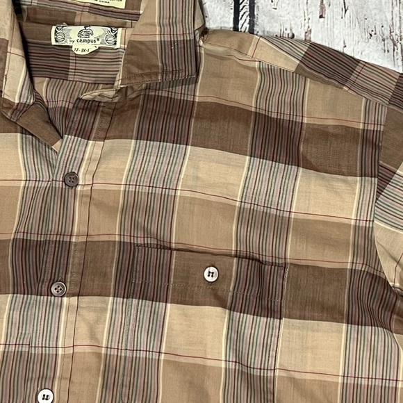 Vintage Western Pearl Snap Campus Button Down Long Sleeve Shirt - Picture 3 of 5